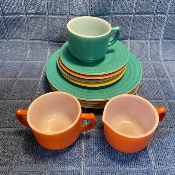Little Hostess Childs tea set. Hazel Atlas. Replacement pieces of Moderntone. - Picture 6 of 8